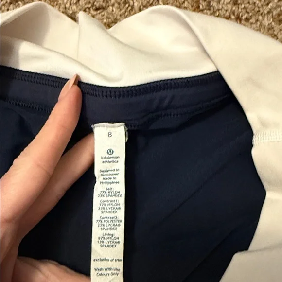 navy blue and silver striped lululemon skirt with built in shorts - Picture 2 of 3